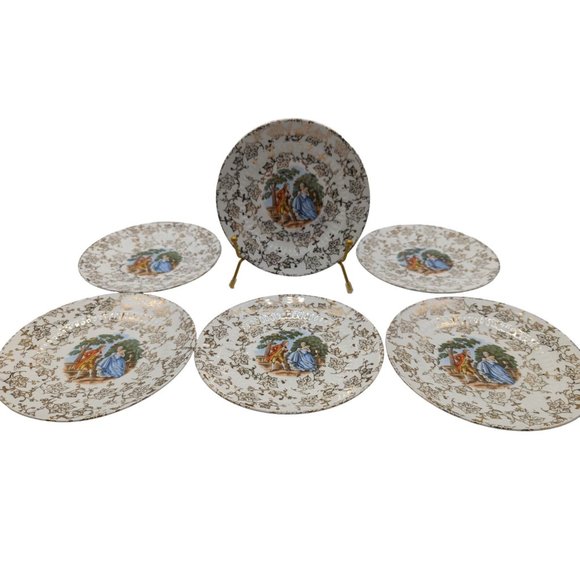 Royal China Other - Lot of 6 Vintage Royal China Warranted 22 KT Gold Collectible Desser Plates